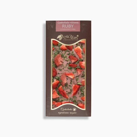 Czekolada różowa RUBY z truskawkami i mięta 80g